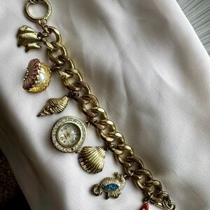 Gold tone Charm Bracelet with Multicolor Accents